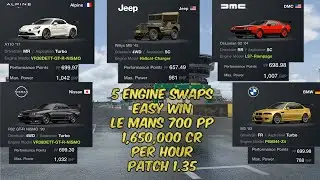 Gran Turismo 7: Le mans 700 pp🔴New Engine Swaps Patch 1.35🔴Easy Fast Grind 1,650,000 Per Hour🔴5 Cars