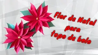 Flor de Natal de papel para topo de bolo