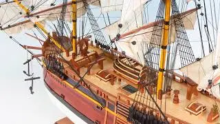 HMB Endeavour painted tall ship 95cm - Seacraft Gallery