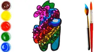 Раскраска для Детей АМОНГ АС. Как Нарисовать Амонг Ас How to draw GLITTER AMONG US