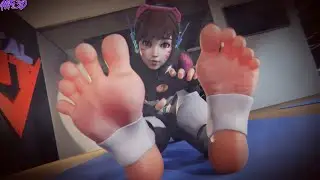 D.va catches you staring at her feet! By :Allfs3d