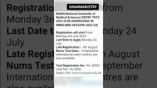 NUMS MDCAT 2023 announcement#nums#mdcat