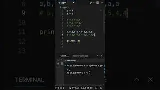 Python a,b,a,b,a = b,a,b,a,a ?????? #python #coding