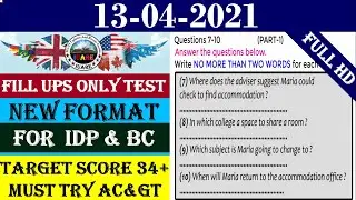 Fill In The Blanks Only IELTS Listening Test With Answers | IELTS Listening Test 2021 | 13-04-2021