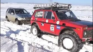 По снежному полю  - Toyota Land Cruiser 80, Mercedes-Benz ML, Нивы, Шеви Нивы, УАЗы и Great Wall