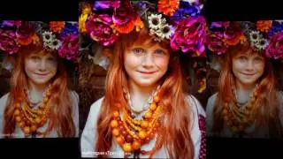 Ukrainian little girls in national costumes