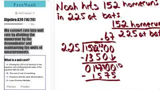 Algebra Assessment 20 Question (13/20) Finding Unit Rate