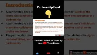 Partnership Deed  #techykhushi  #youtubeshorts #shortvideo