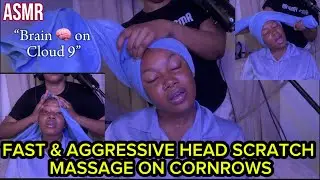 ASMR: FAST&AGGRESSIVE HEADSCRATCH MASSAGE ON CORNROWS USING THE TOWEL TECHNIQUE EXTREME OIL GREASING