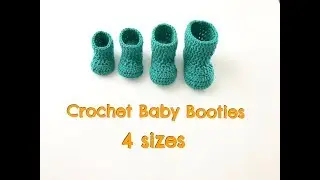 Easy Crochet Baby Booties (4 sizes)
