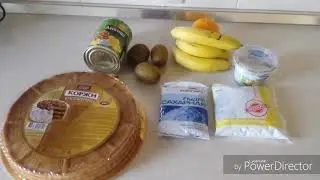 Торт из готовых коржей.  Рецепт фруктового торта. Время приготовления 20 минут