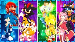 Sonic + Knuckles VS Shadow + Tails VS Super Sonic + Hyper Sonic VS Amy Rose + Rouge | Tiles Hop