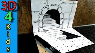 How to draw Cellar stairs 3D Step by Step !!