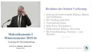 Makroökonomie 1 - Vorlesung 11 (Prof. Michael C. Burda)