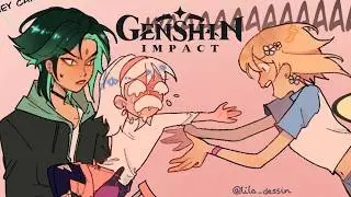 La familia de Xiao y Lumine - AU MODERNO | Genshin Impact comic (FANDUB)
