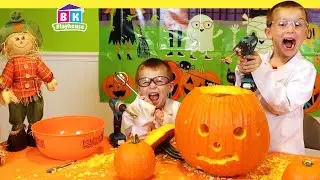 Halloween Pumpkin Carving with Power Tools, Pumpkin Slime and Pumpkin Clocks!