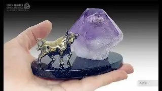 #mineral_premium Подарок руководителю Бронзовый бык с аметистом | Подарок на год Быка 2021