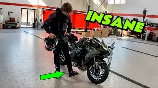 Riding a 230hp NINJA H2 with a BROKEN FOOT