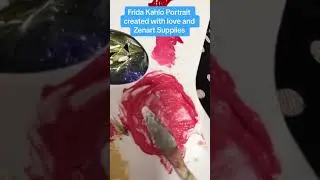 Painting Frida Kahlo in Acrylic: Using Fine Line Miniature Brushes 🎨 #shorts #painting #acrylic