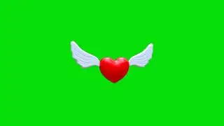 Heart flying with wings free green screen video and GIF
