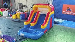 Classic Red Yellow & Blue Triple Lane Inflatable Water Slide | Backyard Summer Fun!