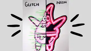 One drawing but two different style #drawing #Glitch #Neon technique