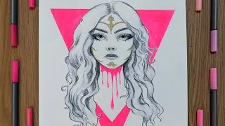 Inktober 2020: "Demon" - The Neon Demon Inspired