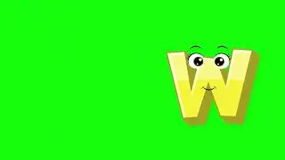 Green Screen | Alexa Green Screen | Cartoon style letter W 2d animation with green screen