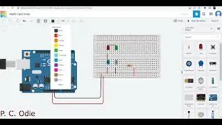 Multiple LED simulation in TinkerCAD using Arduino and Breadboard