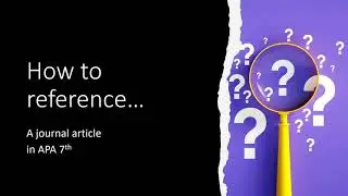 How to reference a journal article in APA 7th