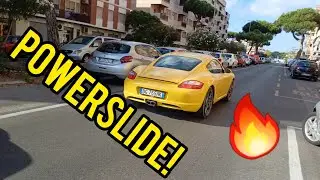 SUPERCARS IN ROME! POWERSLIDE PORSCHE CAYMAN S, AVENTADOR,  AMG GT R, M4 COMPETITION, CAMARO...