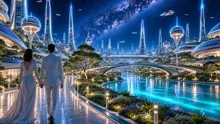 Relaxing Futuristic City Under the Stars | Peaceful Sci-Fi Ambient Music for Sleep & Calm