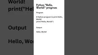 Python Hello World Program 