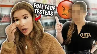 FULL FACE Using ULTA TESTERS Makeup! omg...