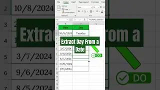 Extract Day from a Date in Excel (Text Function)
