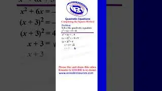 Quadratic Equations Completing the Square Method #mathematics #quadraticequations