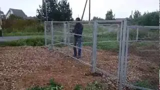 Забор из сетки-рабица в раме (ворота и калитка)