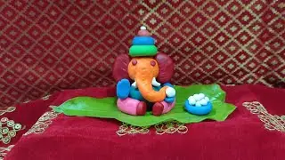 Easy Ganpati idol making at home from play dough || Clay Ganpati making at home #trending #diy