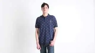 Fred Perry - Polo LAUREL PRINT Navy