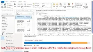 This error message occurs when the Outlook PST file reached its maximum storage limit.