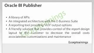 Oracle BI Publisher Part1 online training video| Oracle BI Publisher training @Ecorptrainings