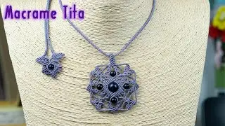 Macrame pendant tutorial | Macrame Stone Necklace Tutorial | Micro Macrame DIY Jewelry