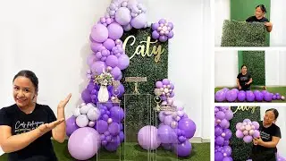 Como  Hacer un Arco de Globos Orgánico 💜🌿Decoración Muro Inglés - Balloon Garland💋