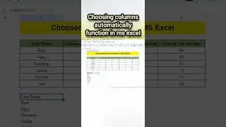 Choose column function in ms excel 