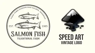 Hand Drawing vintage logo with Inkscape and Krita  I  Speed Art