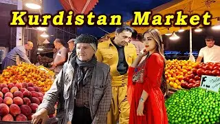 IRAN 🇮🇷 Walking tour of Bustling Food Bazaar in Kurdistan, 🍒🍓 Local Kurdish Food Market, Street Food