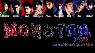 EXO - Monster (Korean-Chinese Mix) (Color Coded Lyrics) Han/Rom/Hanzi/PinYin/Eng