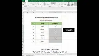 Fill data in Empty Cells in Excel with Trick | Excel Tips & Tricks #shorts