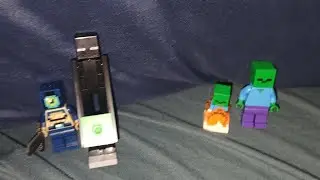 Building 2 Lego MC Comic Poly Bags - EnderMan And Cyclops, Baby Zombie On Fire And Regular Zombie