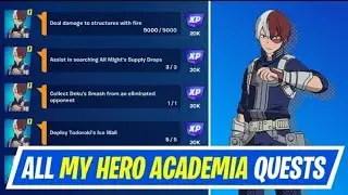 Fortnite Complete My Hero Academia Quests - How to EASILY Complete Deku and Todoroki Quests